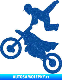 Samolepka Motorka 036 levá  motokros freestyle Ultra Metalic modrá