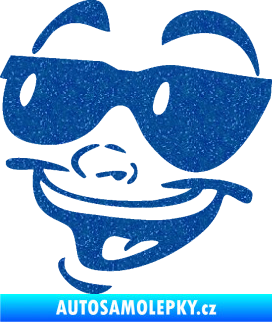 Samolepka Obličej 005 levá veselý s brýlemi Ultra Metalic modrá
