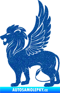 Samolepka Okřídlený lev 001 levá mytické zvíře Ultra Metalic modrá
