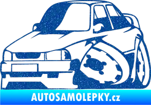 Samolepka Škoda 130 karikatura levá Ultra Metalic modrá