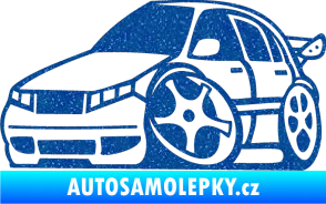 Samolepka Škoda Fabia 001 karikatura levá Ultra Metalic modrá