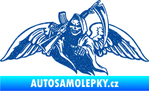 Samolepka Smrtka 016 levá s křídly a kosou Ultra Metalic modrá