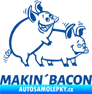 Samolepka Veselá prasátka makin bacon pravá Ultra Metalic modrá