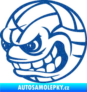 Samolepka Volejbalový míč 001 levá s obličejem Ultra Metalic modrá