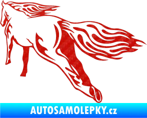 Samolepka Animal flames 009 levá kůň 3D karbon červený