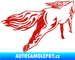 Samolepka Animal flames 009 pravá kůň 3D karbon červený