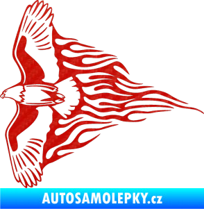 Samolepka Animal flames 019 levá letící orel 3D karbon červený