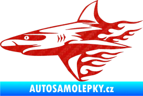 Samolepka Animal flames 031 levá žralok 3D karbon červený
