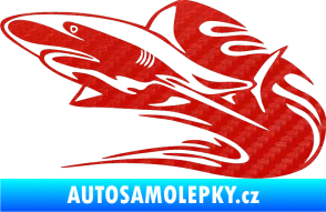 Samolepka Animal flames 037 levá žralok 3D karbon červený