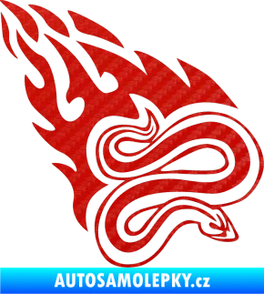 Samolepka Animal flames 065 pravá had 3D karbon červený