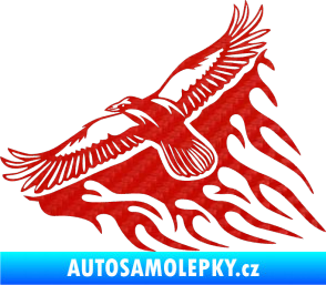 Samolepka Animal flames 091 levá letící orel 3D karbon červený