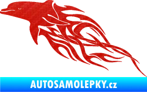 Samolepka Animal flames 102 levá delfín 3D karbon červený