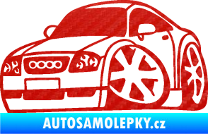 Samolepka Audi TT karikatura levá 3D karbon červený