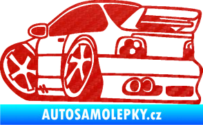 Samolepka BMW e46 karikatura levá 3D karbon červený