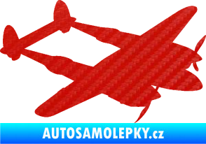 Samolepka Bombardovací letoun Lockheed  P38 lighting pravá 3D karbon červený