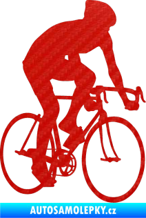Samolepka Cyklista 001 pravá 3D karbon červený