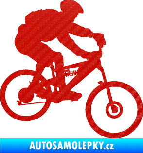 Samolepka Cyklista 009 pravá horské kolo 3D karbon červený