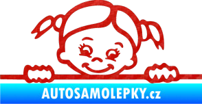 Samolepka Dítě v autě 030 levá malá slečna hlavička 3D karbon červený
