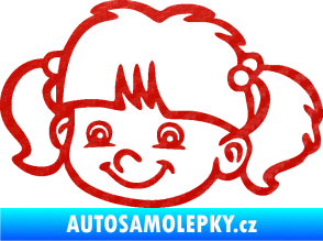 Samolepka Dítě v autě 035 levá holka hlavička 3D karbon červený