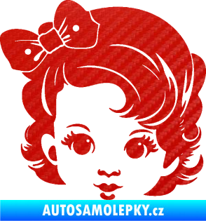 Samolepka Dítě v autě 110 levá holčička s mašlí 3D karbon červený