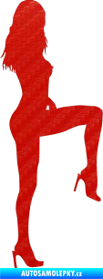 Samolepka Erotická žena 006 pravá 3D karbon červený