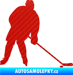 Samolepka Hokejista 005 pravá 3D karbon červený