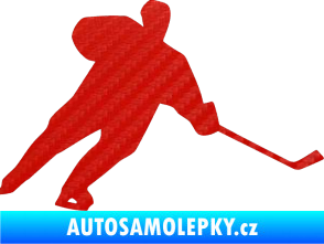 Samolepka Hokejista 014 pravá 3D karbon červený