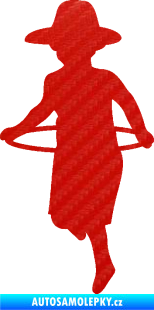 Samolepka Hula Hop 001 levá dítě s obručí 3D karbon červený