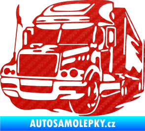 Samolepka Kamion 002 levá nákladní auto 3D karbon červený