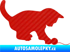 Samolepka Kočka 002 pravá 3D karbon červený