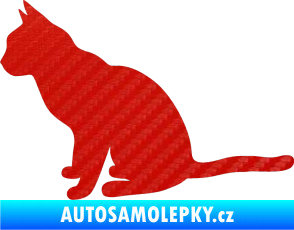 Samolepka Kočka 008 levá 3D karbon červený