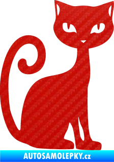 Samolepka Kočka 009 pravá 3D karbon červený