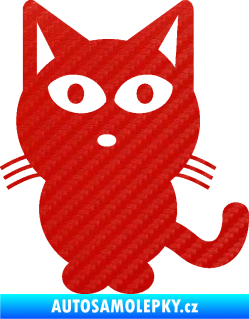 Samolepka Kočka 034 levá 3D karbon červený