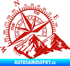 Samolepka Kompas 002 levá hory 3D karbon červený