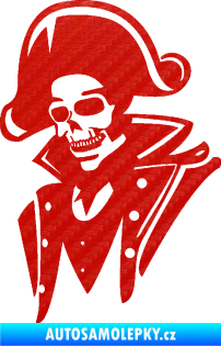 Samolepka Kostra pirát levá 3D karbon červený