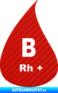 Samolepka Krevní skupina B Rh+ kapka 3D karbon červený