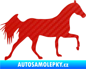 Samolepka Kůň 001 pravá 3D karbon červený