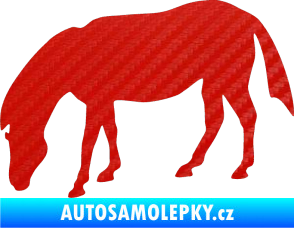 Samolepka Kůň 006 levá na pastvě 3D karbon červený