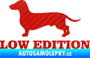 Samolepka Low edition levá nápis 3D karbon červený