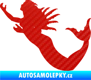 Samolepka Mořská panna levá siréna 3D karbon červený
