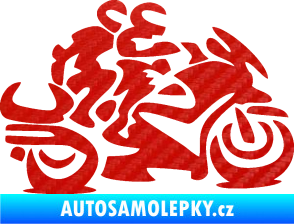 Samolepka Motorkář 009 pravá se spolujezdcem 3D karbon červený