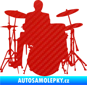Samolepka Music 009 pravá hráč na bicí 3D karbon červený