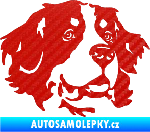 Samolepka Pes 131 pravá bernský salašnický pes 3D karbon červený