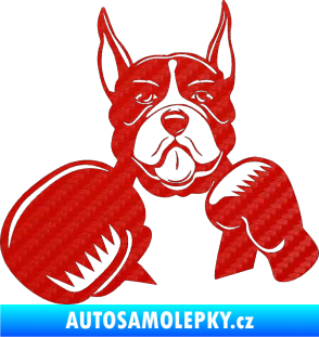 Samolepka Pes 183 levá boxer 3D karbon červený