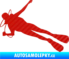 Samolepka Potápěč 004 levá 3D karbon červený