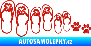 Samolepka Rodina v autě botičky a tlapky 3D karbon červený