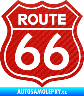 Samolepka Route 66 - jedna barva 3D karbon červený