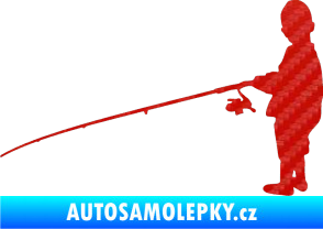 Samolepka Rybář 009 levá 3D karbon červený