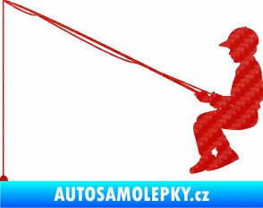 Samolepka Rybář 011 levá chlapec s prutem 3D karbon červený