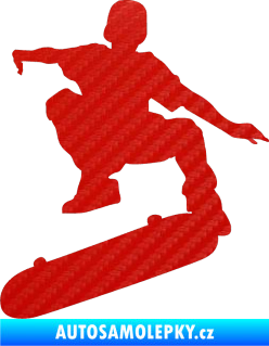 Samolepka Skateboard 004 levá 3D karbon červený